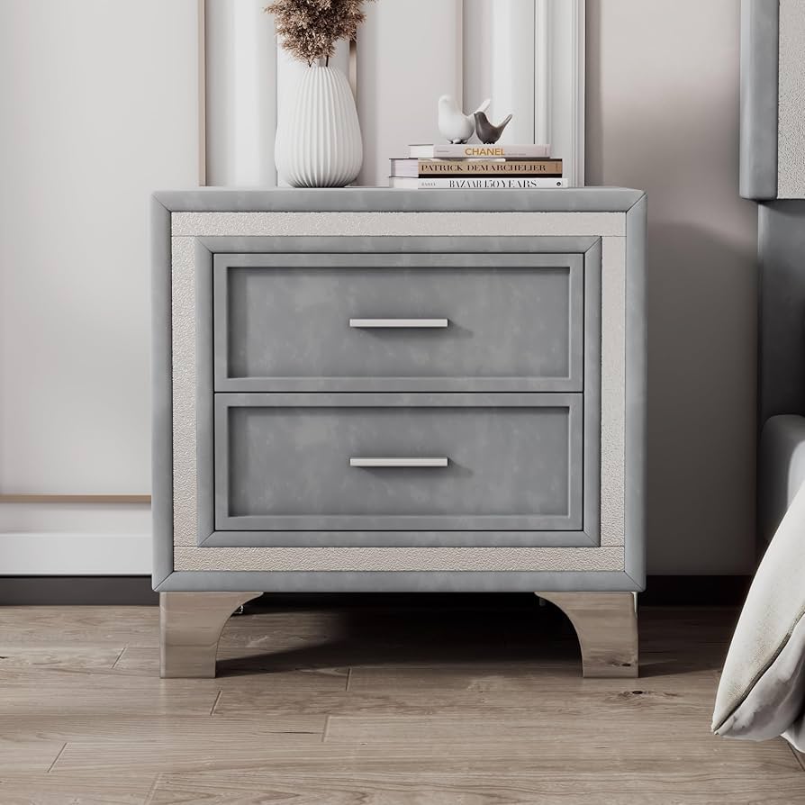 Amazon.com: 2-Drawer Nightstand with Metal Legs for Bedroom